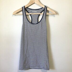 Skipper Navy and White Sailor Stripe Stretchy Fitted Racer Back Tank Top